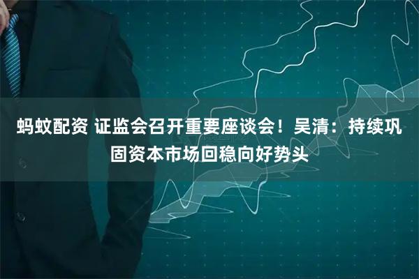 蚂蚊配资 证监会召开重要座谈会！吴清：持续巩固资本市场回稳向好势头
